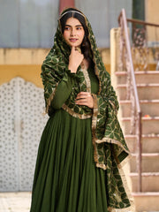 Festival Beautiful Pure Vichitra Silk Sequence & Embroidery Work Long Gown