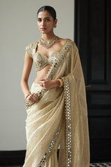 Bollywood Blockbuster Organza Silk Real Mirror Work Saree