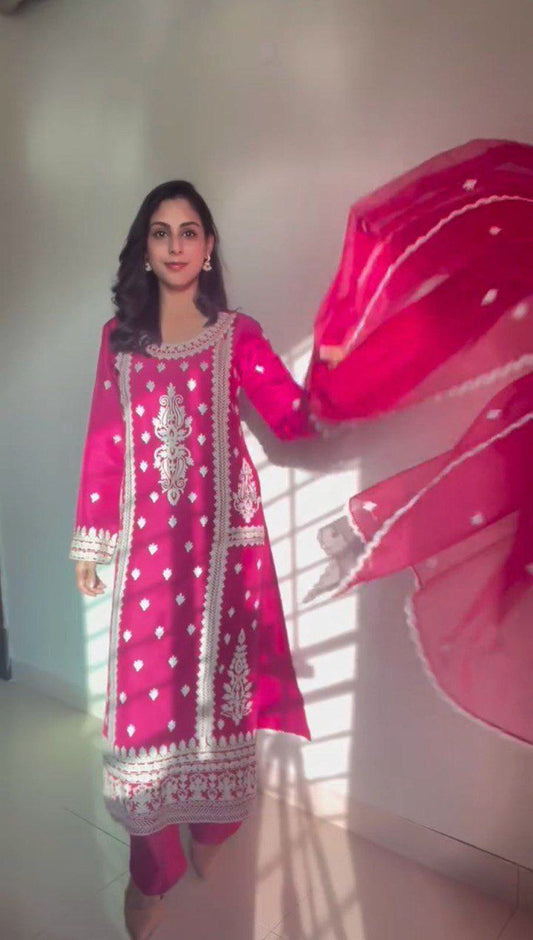 Beautiful Partywear Roman Silk Salwar Suit