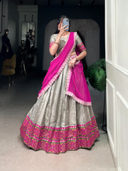 Beautiful Jacquard Weaving Kanjivaram Ikkat Lehenga Choli