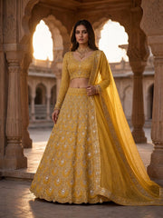 Beautiful Georgette Real Mirror Sequence Embroidery Work Lehenga Choli