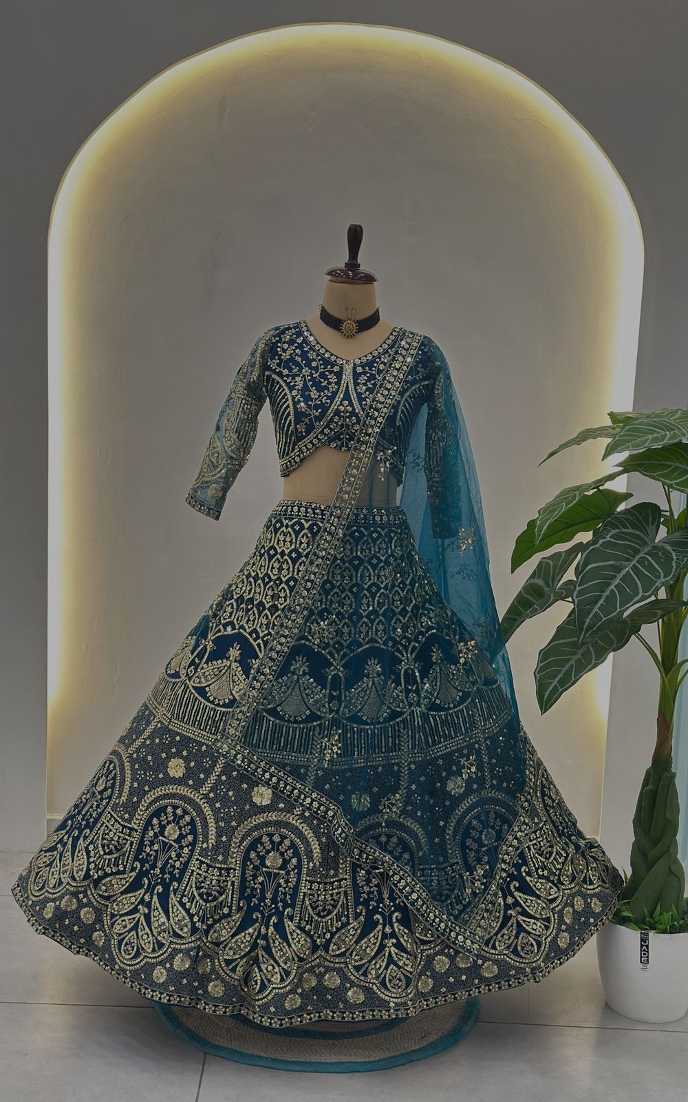 Party-wear Butterfly Net Sequins & Codding Embroidery Work Lehenga Choli