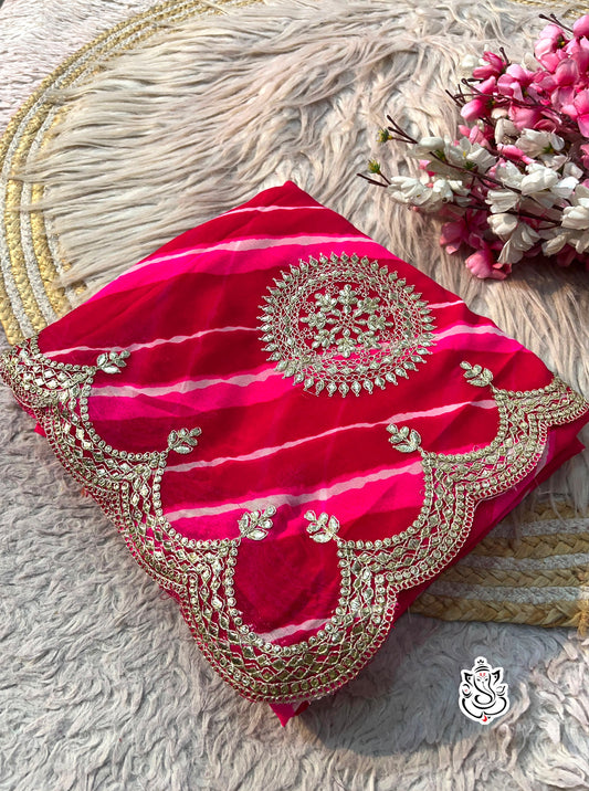Beautiful Georgette Prisam Lahriya Work Saree