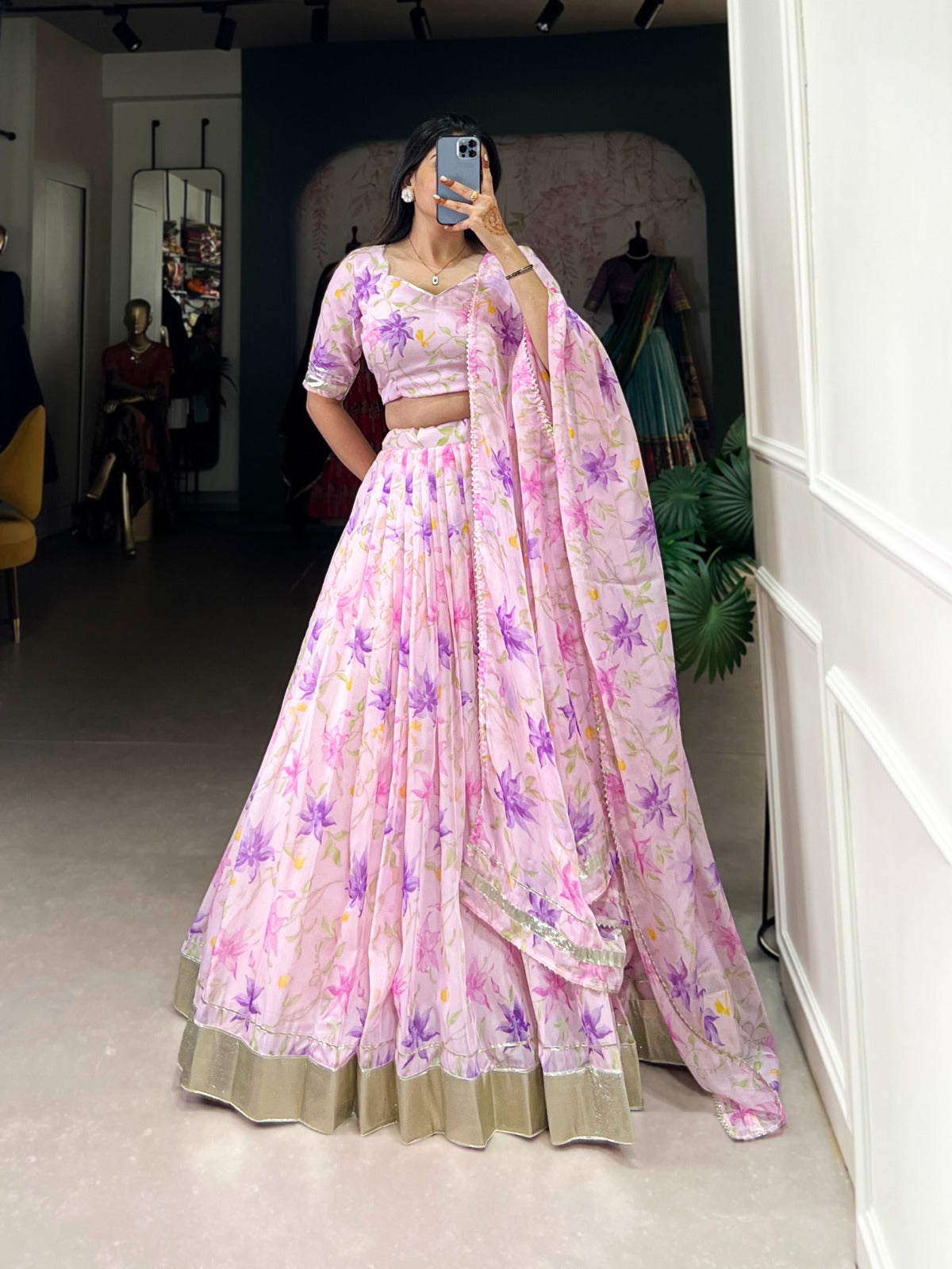 Beautiful Tabby Silk Floral Printed Lehenga Choli