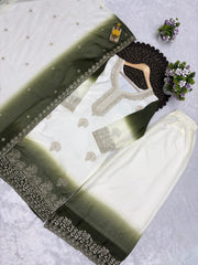 Designer Party-wear Dual Tone Peding Star Georgette Embroidery Work Suit