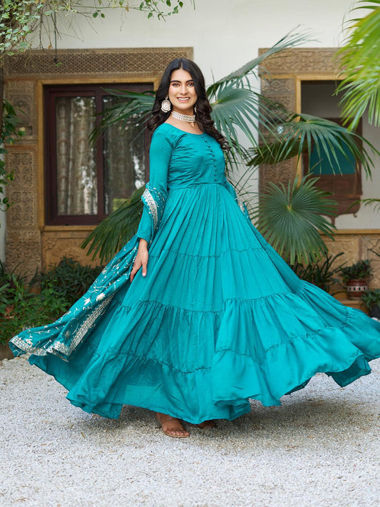 Trending Pure Vichitra Silk Gown