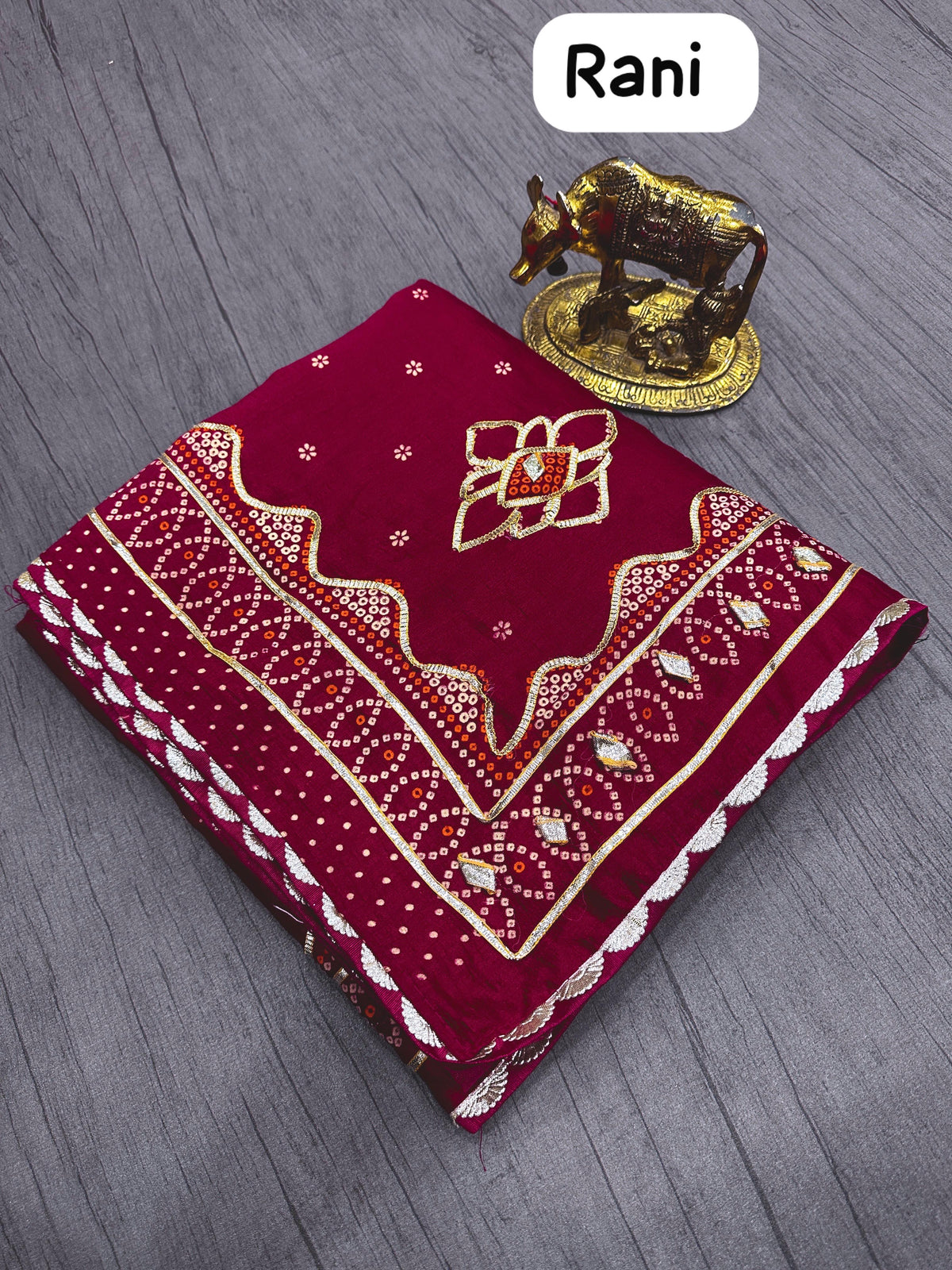 Beautiful Vichitra Silk Bandhani Printed Saree