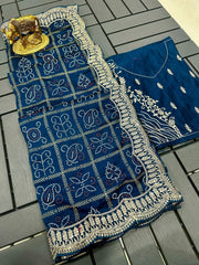 Beautiful Pure Dola Silk Gota Patti Zari & Sequence Work Saree