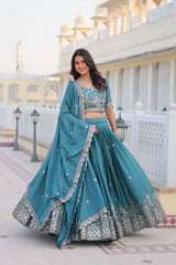 Beautiful Pure Chinon Silk Embroidery Sequence & Thread Work Lehenga Choli