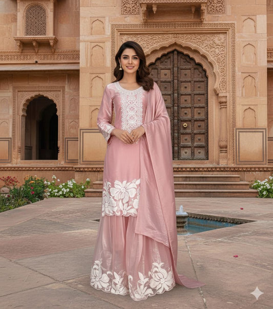Party-wear Jimmy Choo Sequence Embroidery Work Sharara