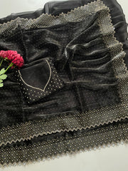 Beautiful Bollywood Zarkhan & Diamond Work Saree