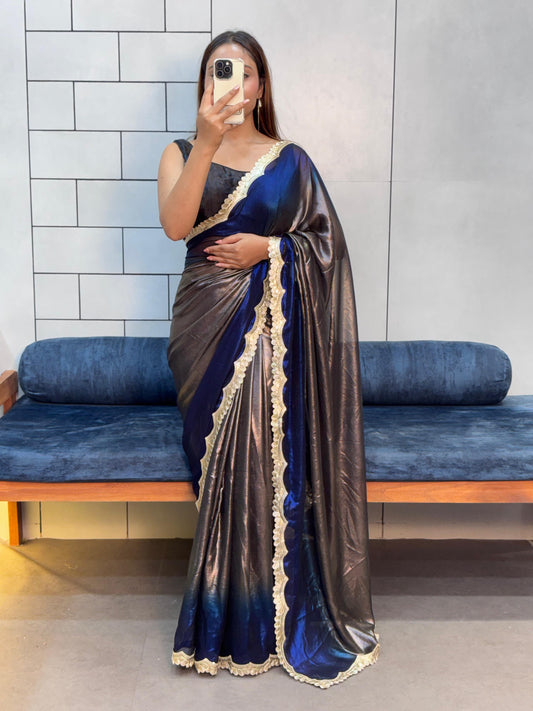 Beautiful Rich Soft Simmer Party-wear Shaded Saree