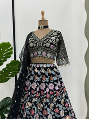 Blockbuster Bollywood Style Black Lehenga Choli