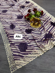 Beautiful Georgette Leheriya Unique Foil Printed Saree