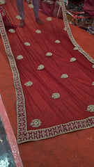 Beads Handwork Rani Hot Pink, Maroon Cherry Red, Rust Orange Latest Bridal Lehenga