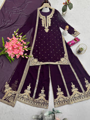 Party-wear Georgette Embroidery Codding & Sequence Work Sharara