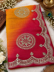 Beautiful  Cotton Kota Doria Heavy C Pallu  Gotafoil Work Saree