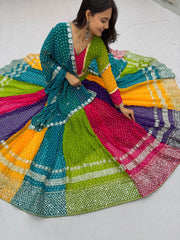 Navratri Special Multi Colour Bandhni Lehenga Choli