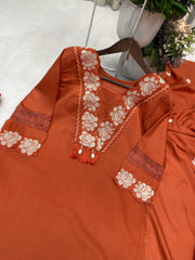 Beautiful Designer Rayon Cotton Embroidery Work Dress
