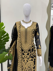 Elegant Georgette Chine-stitch Work Pakistani Suit