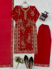 Party-wear Roman Silk Thread Sequence With Rivet Moti Work Salwar Suit