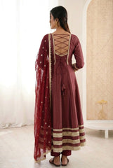 Party-wear Cosmos Gold Lace Work Designer Anarkali Three Piece Set