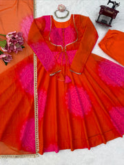 Beautiful Elegant Georgette Digital Printed Gown