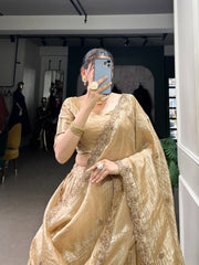 Beautiful Gold Crush Sequence Embroidery Work Lehenga Choli