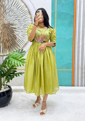 Beautiful Stylish Soft Kota Checks With Handwork Gown