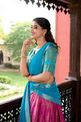 South Indian Special Kanchipuram Zari Weaving Work Half Saree