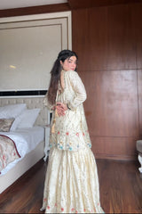 Party-wear Chinon Silk Embroidery Work Sharara