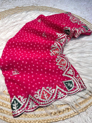Beautiful Soft Georgette Bandhej Saree