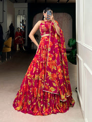 Vibrant Floral Marble Printed Lehenga Choli