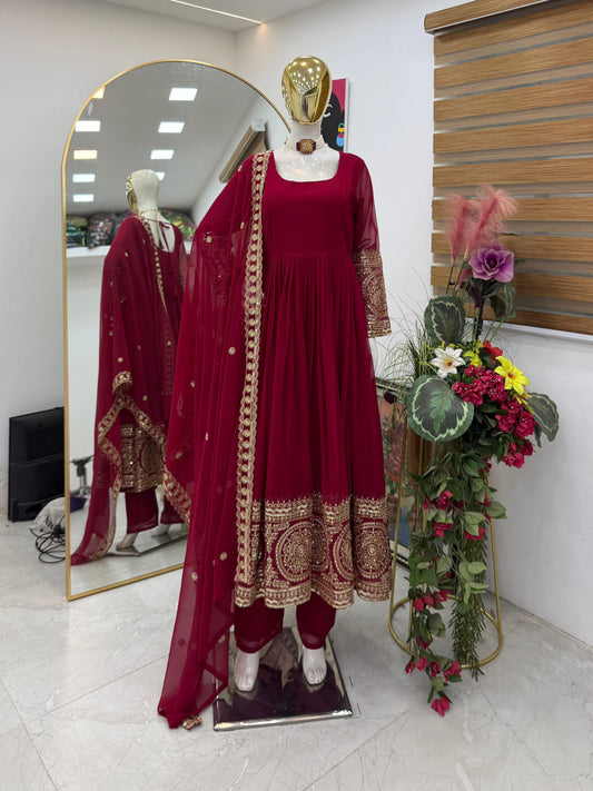 Beautiful Georgette Embroidery Sequence Work Gown
