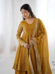 Party-wear Crunchy Silk Embroidery Sequence Work Sharara
