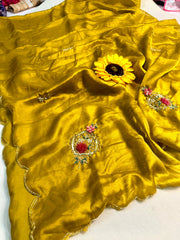 Party-wear Fendy Satin Khatli Cutdana Handwork Saree