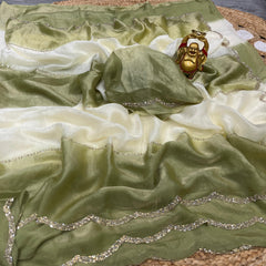 Beautiful Space Silk Two Shaded Jarkhan Work Saree