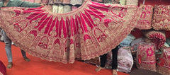 Beads Handwork Rani Hot Pink, Maroon Cherry Red, Rust Orange Latest Bridal Lehenga
