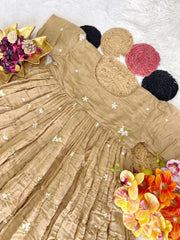 Summer Wear Mull Cotton Chanderi Embroidery Work Gown