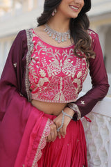 Festive Special Pure Chinon Silk Embroidery Sequence Work Lehenga Choli