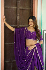 Beautiful Chinon Silk Sequence &Embroidery Work Belt Lehenga Choli