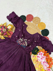 Beautiful Stylish Soft Kota Checks With Handwork Gown