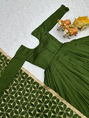 Festival Beautiful Pure Vichitra Silk Sequence & Embroidery Work Long Gown