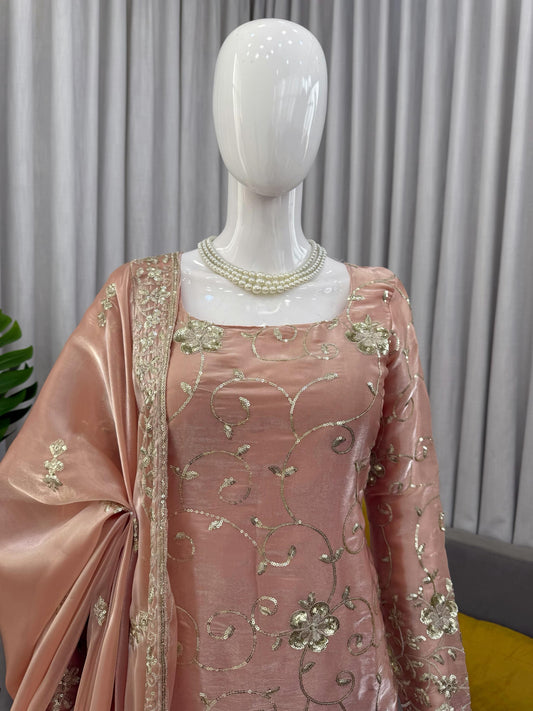 Party-wear Jimmy Choo Silk Thread With Sequence Work Suit