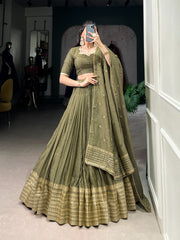 Beautiful Pure Chanderi Plan Lehenga Choli