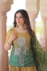 Trendy Designer Ready-made Chinnon Print Rich Beads Embroidered Work Sharara