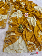 Beautiful Fancy Chinon Silk Sequence & Multi Embroidery Work Saree