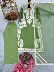 Beautiful Nylon Organza Silk With Embroidery Work Suit