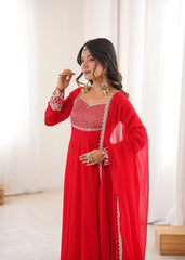 Festival Special Georgette Designer Embroidery Sequence Work Gown