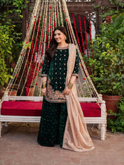 Elegant Ethnic Viscose Velvet Thread & Sequence With Pearl Work Suit